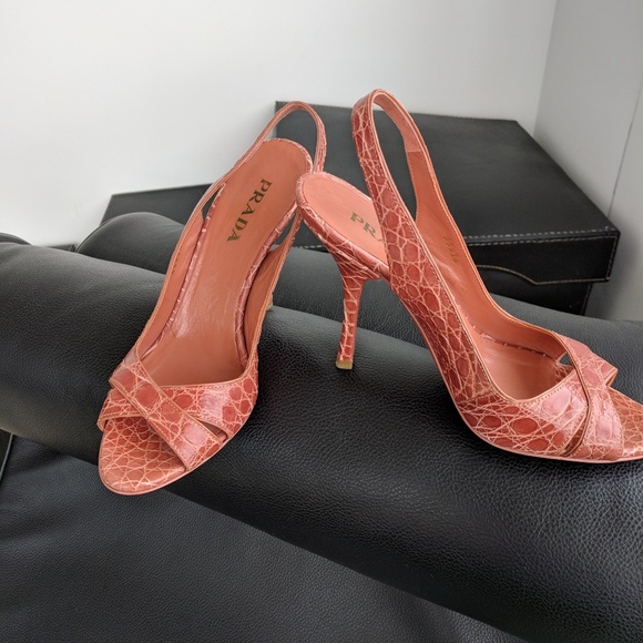 Prada Shoes - Rare! Prada slingback high heel sandal crocodile